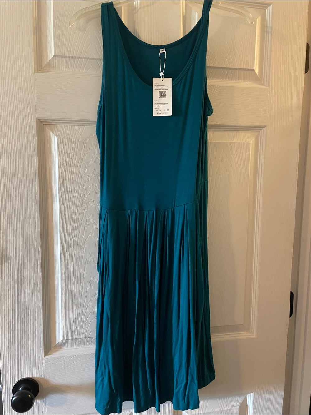 Sleeveless Teal Midi Dress with pockets